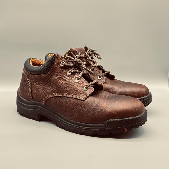Timberland Shoes Men 13 Brown Leather Oxford PRO Powerfit Work Boots Safety Toe - Picture 1 of 9